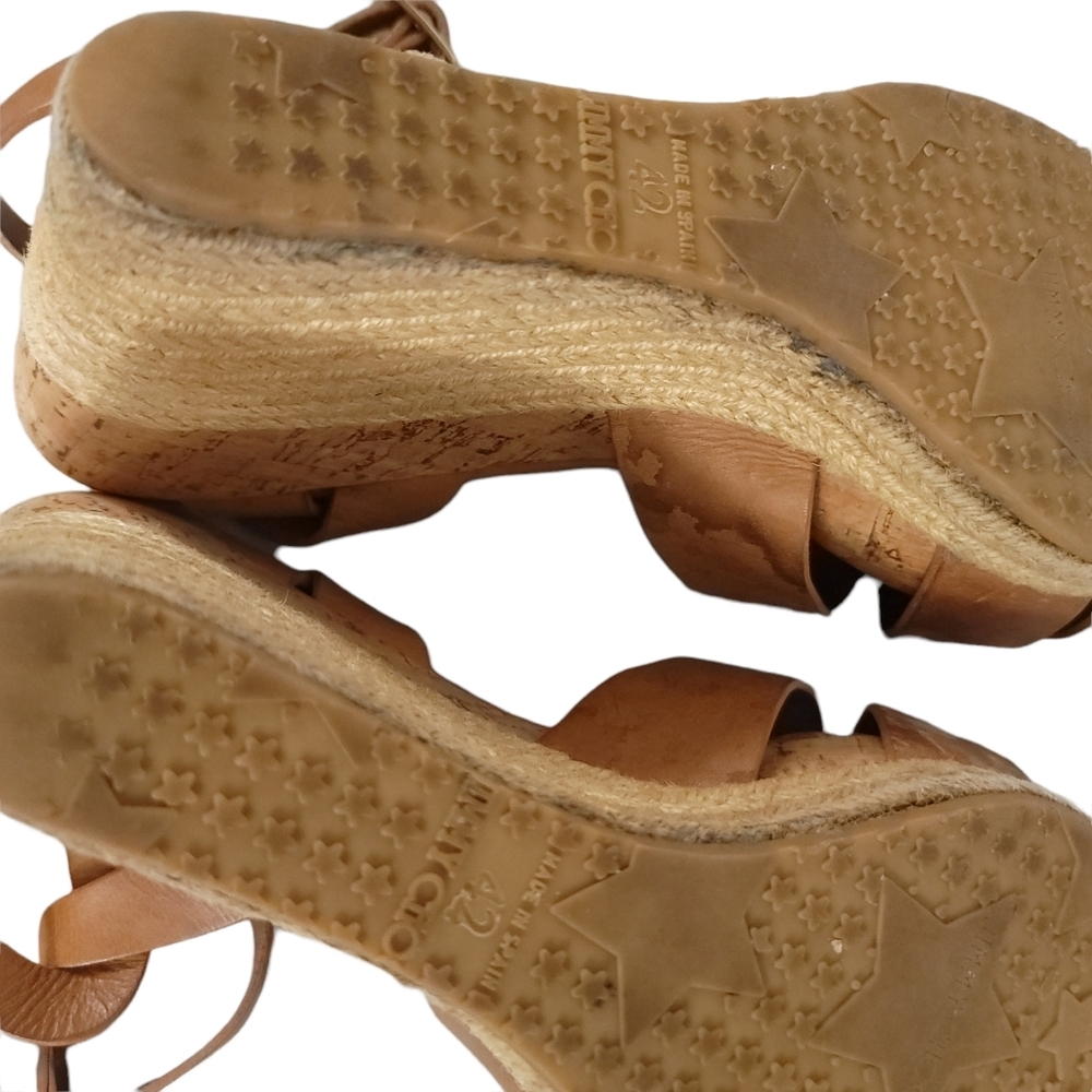 Jimmy Choo Tan Vachetta Leather Wedges​ 42 - Flawed Gem! - Picture 8 of 16